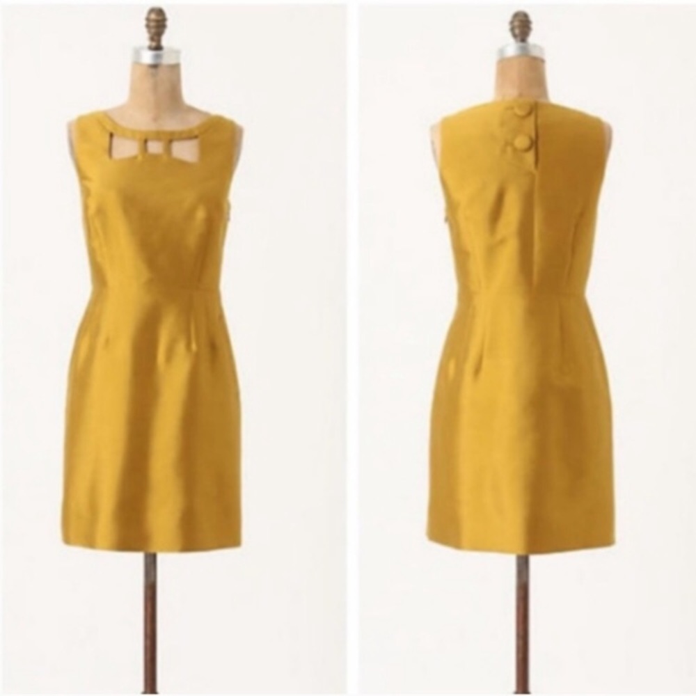 Anthro Maeve Chardonnay Sheen Dress